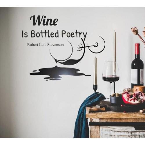 Dining Room Vinyl Wall Decal Wine Glass Alcohol Drink Bar Restaurant Stickers Mural Removable Home Decor Kitchen Poster P133