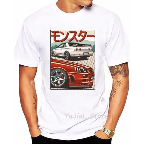 Vintage Tshirt MenS Clothing Cool Casual White Monster Skyline T-Shirt Homme Street Lifestyle Summer T Shirt Hombre Streetwear