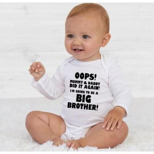 I Am Going To Be A Big Brother Letter Print Cute Unisex Baby Rompers O-Neck Fashion Autumn Newborn Boys&Girls Baby Clothing Wear
