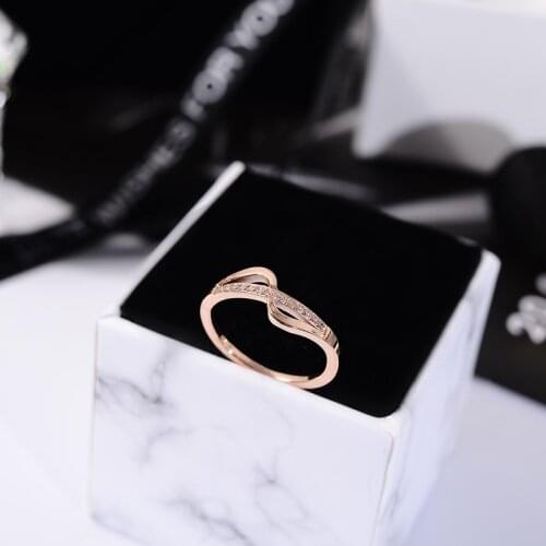 YUN RUO 316 L Titanium Steel Jewelry Pave Mosaic Zircon Wave Weeding Anniversary Ring Ring Rose Gold Fashion Woman Never Fade