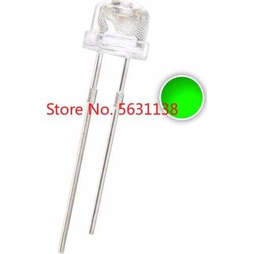 100PCS 5MM Straw Hat Green LED Emitting Diode Water Clear DIP-2 Lamp 3V 20mA 2PINS Ultra Bright Light Beads Factory direct sales