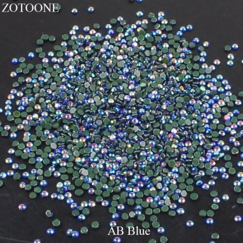 ZOTOONE Iron On Glass Strass Hotfix Flat Back AB Blue Rhinestones Nail For Clothing Stones And Crystals Applique Decoration E