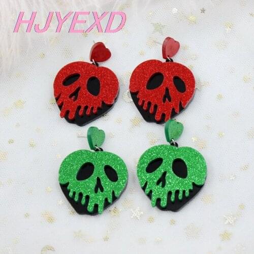1pair) HP004-Poison Apple Earrings Halloween Earrings Laser Cutout Glitter Acrylic Earrings