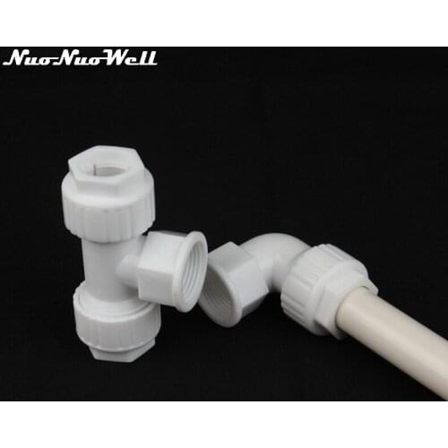 1pc NuoNuoWell POM 3/4" Feale thread to 20mm Elbow 90 Degree Quick Connector Tee Repair Connector Water Pipe 3 Way Adapter