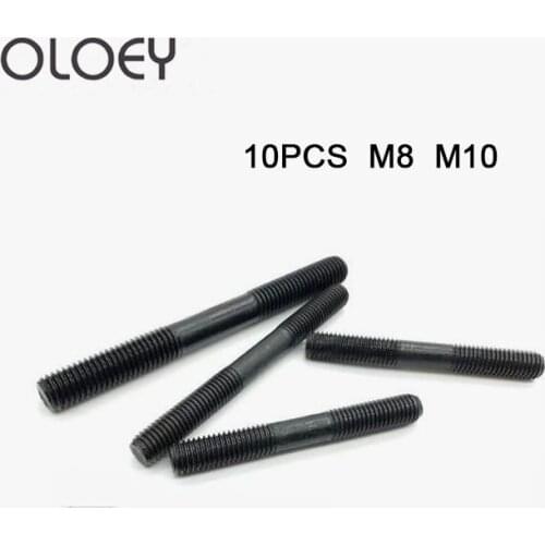 10pcs 8.8 Grade Carbon Steel Metric Standard Stud Bolts Screw Rod Tooth Stick Double Head M8*30/40/50/60--100mm