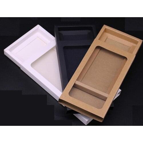 10pcs Black white Kraft paper drawer box with pvc Window phone case packaging gift packing paper window box