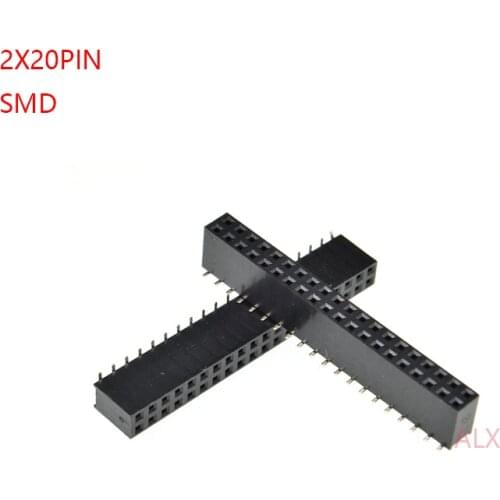 2PCS SMT SMD 2X20 PIN Double row Straight FEMALE PIN HEADER 2.54MM PITCH Connector Socket 2*20 40PIN 2x20P 2x20pin FOR PCB BOARD