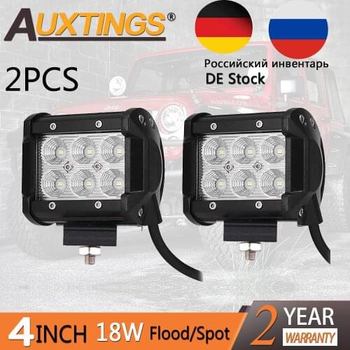 Sale 2X 2pcs LED 18W Work Lamp 4'' Inch Light Bar 24v 12V IP67 Spot Flood For Boat Truck Tractor 4x4 Offroad Car Led Work Light