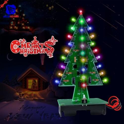 Diymore 3D Christmas Tree 7 Color LED Light Flash LED Circuit Christmas Trees LED Christmas Decoration DIY Learning Kit