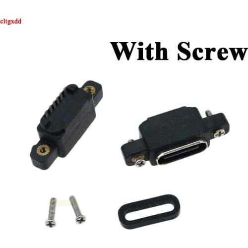 5-50pcs USB 3.1 Type-C 6Pin Female SMD DIP Connector With Screw Hole For DIY PCB Design High Current Fast Charging Port