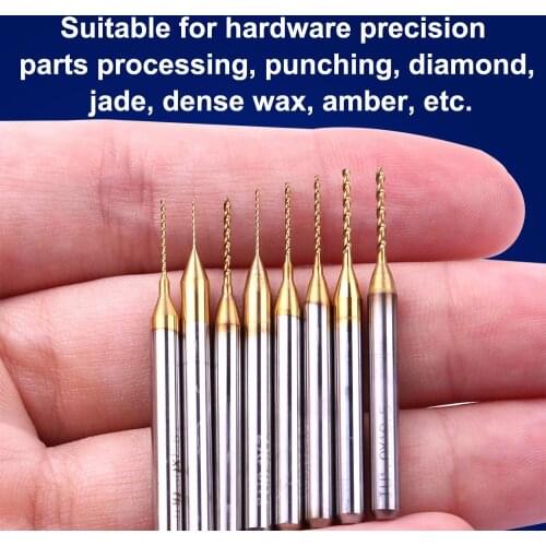 8 PCS 0.3mm-1.0mm Titanium Coated Carbide Drill Bits CNC Micro Engraving Kit PCB Drill Bits Router With Straight round shank