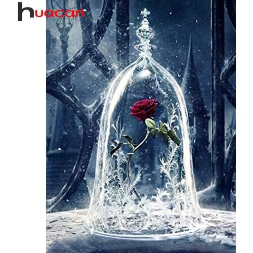 Huacan 5d Diy Diamond Painting Rose Flower Square/round Mosaic Embroidery Fantasy Ice Floral Cross Stitch Home Decoration Gift