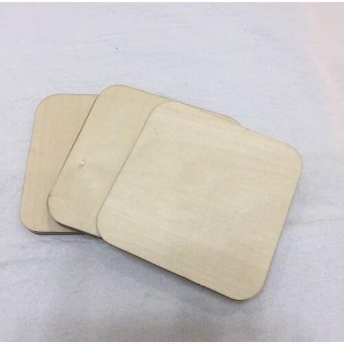 Free shipping 50 pcs Square Round Corner Flat Blank wood slice coaster craft supplies diy home decoration pieces