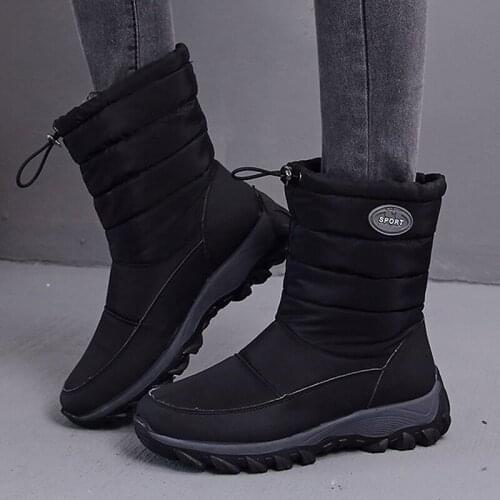 2020 High Quality Cotton Waterproof Ankle Boots Women Elastic Band Keep Warm Snow Shoes Woman Non Slip Outdoor Platform Footwear