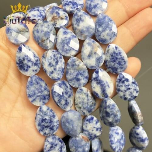 13*18mm Natural Faceted Stone Beads Water Drop Shaped Blue Sodalite Beads For Jewelry Making DIY Bracelet Ear Studs Accessories