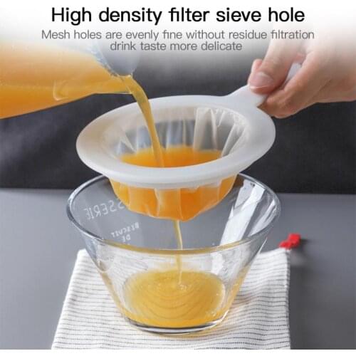 Household Kitchen Ultra-fine Nylon Strainer Sieve Honey Juice Tea Soy Milk Coffee Filter Reusable Handle Strainer Kitchen Tool