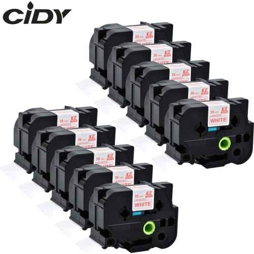CIDY 10PCS compatible TZe 262 tz262 Tz 262 tze262 red on white label tape for brother label printer