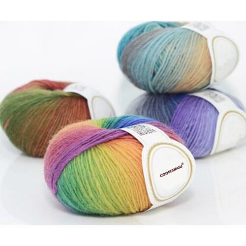 COOMAMUU 3pcs New Gradient Rainbow Wool Yarn Imitation Cashmere Knitting Crochet Yarn Craft for Sewing DIY Cloth