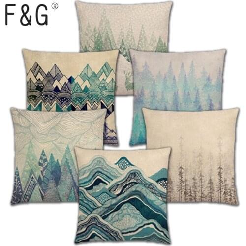 Colour Tide Wood Forest Tree Mountain River Hills Winter Snow Top Floral Fresh Pattern Prints Cushion Cover Sofa Pillow Case