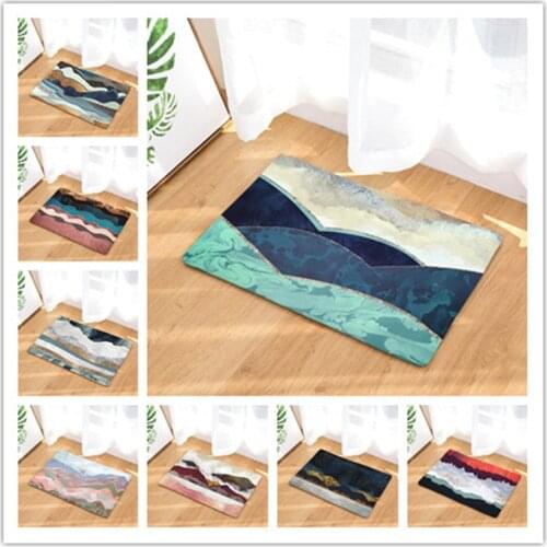 View Printed Rugs Flannel Water-absorption Non-slip Entrance Door Bath Room Rugs Simple Modern Durable Rectangle Quality Mat