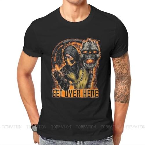 Mortal Kombat Video Game Scorpion Get Over Here Classic T Shirt Grunge Summer Large Cotton Men Clothing Harajuku Crewneck TShirt