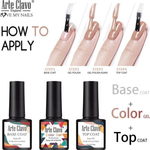 Arte Clavo 8ml UV Gel Nail Polish Top Coat Base Basis Color Gel Polish Gel Varnish Lacquer Nail Art Fashion Manicure Soak Off