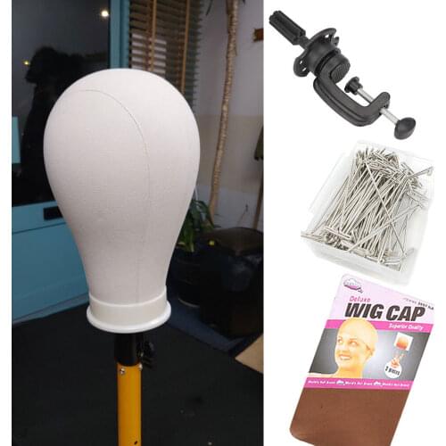 Canvas Wig Head Wig Stand 21-24inch Mannequin Head for Hairstyling Displaying Making Wig Stand With Head Wig Supports Holder