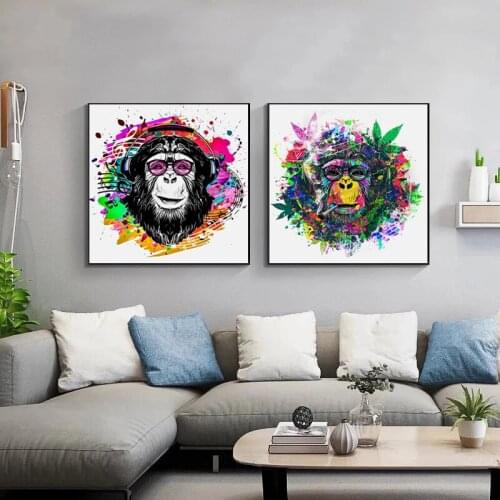 Graffiti Monkey Creativity Sunglasses Wall Art Canvas Paint Posters POPular Cool Art Pictures for Living Room BedHome Decoration