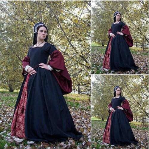 History!Customer-made Luxs Black Vintage Costumes Renaissance Dresses Steampunk dress Gothic Cosplay Halloween Dresses C-1144
