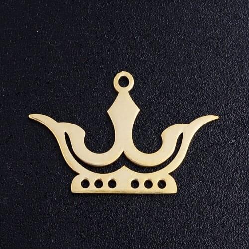 5pcs/lot Pricess Crown Stainless Steel Jewelry Pendant DIY Charms Wholesale Never Tarnish Necklace Making Charm Factory Store