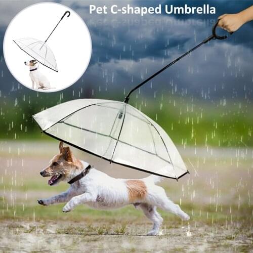 Creative Dog Umbrella Transparent Waterproof Built-in Leash Rain Snow Day Outdoor Walking Umbrellas Raincoat Pet Products