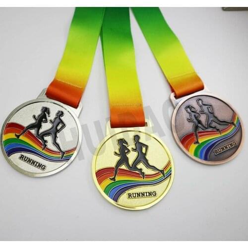 Size 70MM Men and Women Running Medals with Ribbon 1Set=3Pcs Club Metal Medals Including(1pcs Gold and 1pcs Silver ,1pcs Copper)