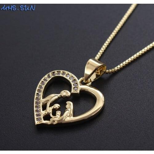 MHS.SUN charms women jewelry fashion heart pendant necklace with aaa zircon exquisite chain choker necklace for family gift 1pc