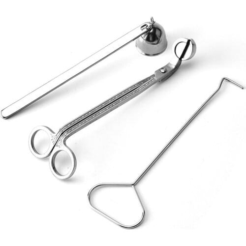 3pcs Stainless Steel Candle Accessory Set Candle Extinguisher Tool Snuffer Trimmer Candle Cutter Wick Dipper Scissors Home Decor