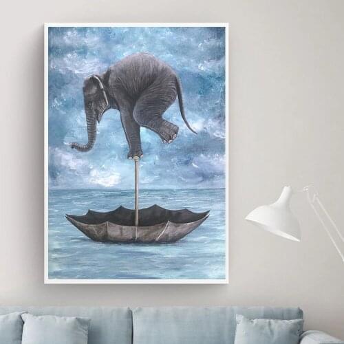 Animal Wall Art Balance Elephant Bathroom Toilet Poster Print Modern Canvas Painting Frameless Picture Fashion Home Decoration