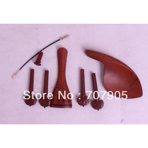 New 4/4 violin parts jujube Carving,peg chinrest tailpiece tail gut endpin #W4