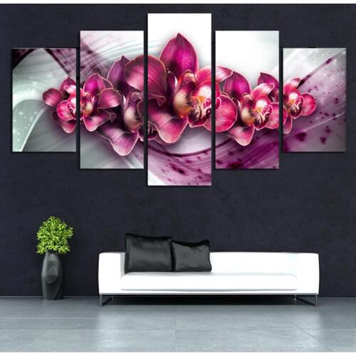 2019 Canvas Print Modern Fashion Wall Art the Orchid Flower for Home Decoration Choose Color(red,blue,purple)Size:3 No Frame
