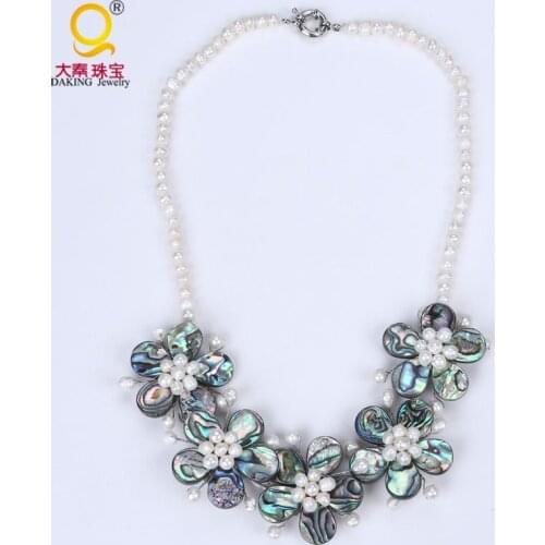 New fashion flower with shell beach necklace potato shape pearl hawaiian necklaces jewelry lovers gift