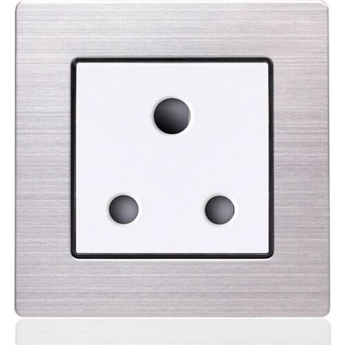 Stainless Steel Panel 15A South Africa Standard India Socket Round Three Hole Wall Outlet Glass Panel POP Socket
