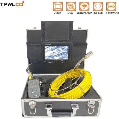7inch Industrial Endoscope 720P Pipe Inspection Camera 23mm 20m Snake Sewer Pipeline Cleaner System With DVR Recorder