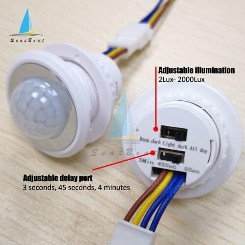 AC 85V-265V LED PIR Infrared Detector IR Infrared Motion Sensor Switch Adjustable Time Delay Switch for Home Lighting Induction