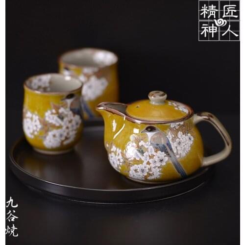 Spot Japan imports nine burn rich cherry blossom valley tits figure painting ice crack pot of tea, flower tea