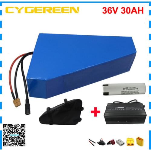 10S 36V 30AH triangle Battery Pack 1500W 36 V 20AH Electric Bike Lithium Batterie NCR18650PF cell with bag 42V 5A Charger