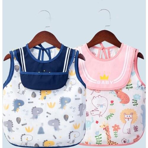 Waterproof Infant Eating Children Drawing Sleeveless Baby Bandana Bibs Baby Bibs Soft Cotton Baby Bib Meal Burp Cloths Baby