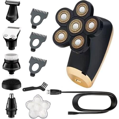 Waterproof 6in1 powerful LCD display electric shaver beard hair trimmer for men electric razor bald shaving machine face body