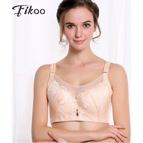 Fikoo Bras Sexy Womens Intimates Big Size Embroidery Bras Anti Emptied Thin Cup Lace Bra For Women Underwear Bralette