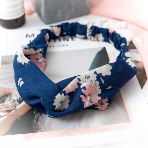 2020 Lady Headdress Chiffon Floral Bow Headband Turban Elastic Headwear Head Wrap Women Hair Accessories Striped Hair Bands