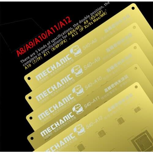 MECHANIC S40 3D Groove BGA Reballing Gold Stencil CPU NAND Steel net For iPhone A12/A11/A10/A9/A8 CHIP wifi IC Template