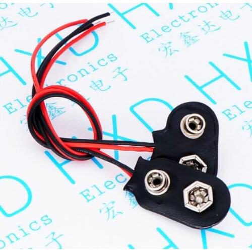 100pcs/lot 9V battery button battery buckle 9V battery lead length 15CM copper buckle