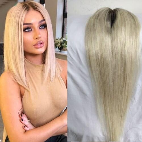 12*15cm mono Base Hair Ombre 613 Topper For Women Hair Loss Straight Virgin Cuticle Remy Human Hair With Clip In Hairpiece 18
